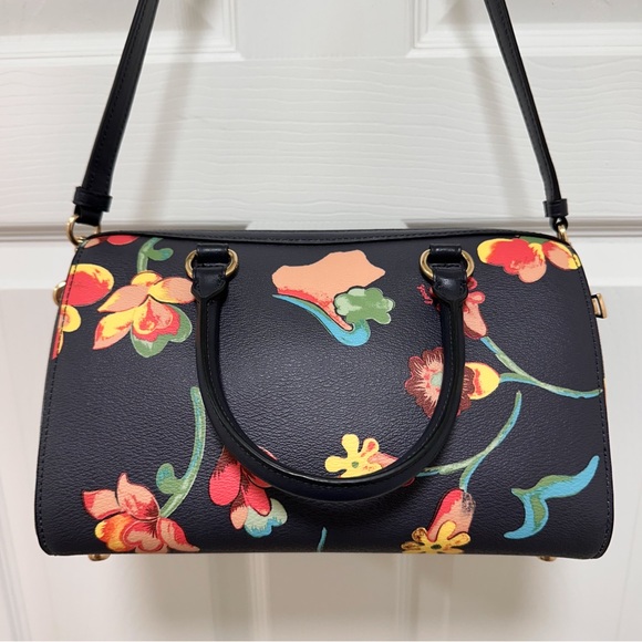 Coach Rowan Satchel Crossbody Dreamy Land Floral Pebbled Leather NWOT - Picture 7 of 10